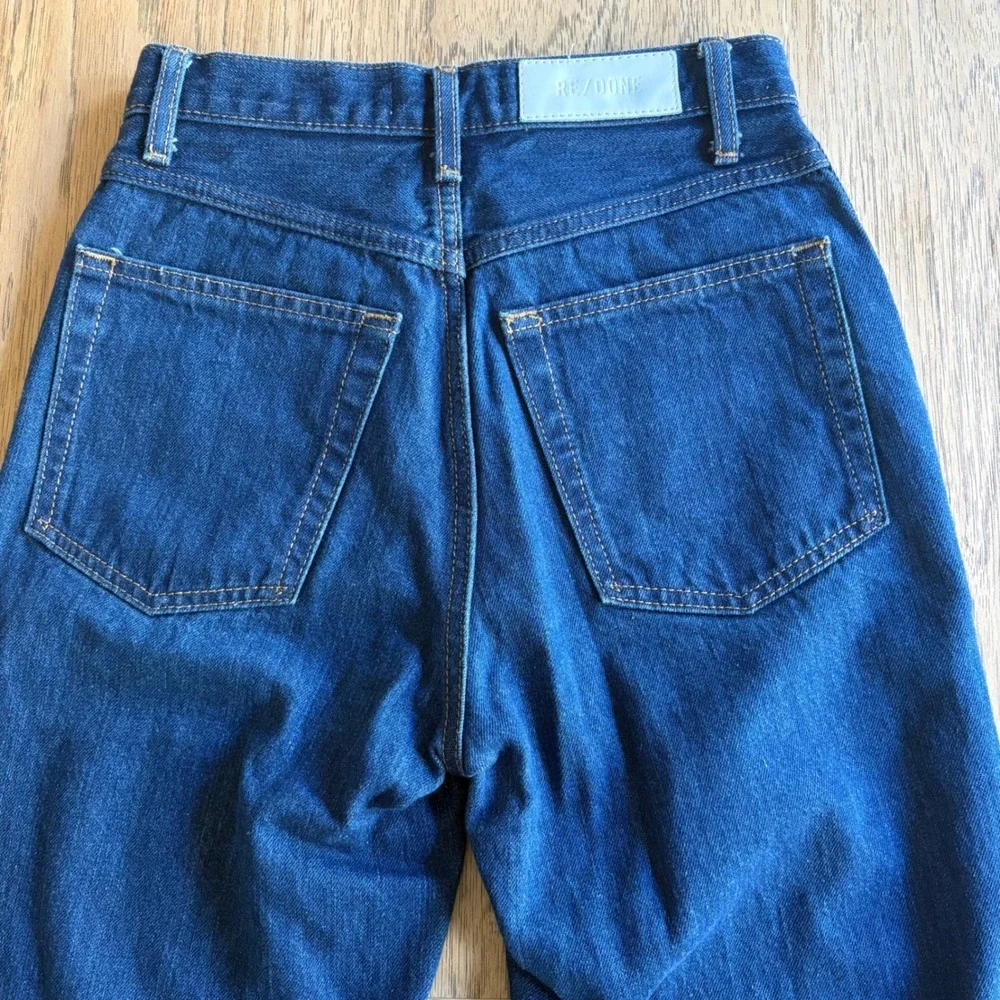 $315 RE/DONE True Rinse High Rise Wide Leg Jeans Blue Denim Women's Size 24 X 32